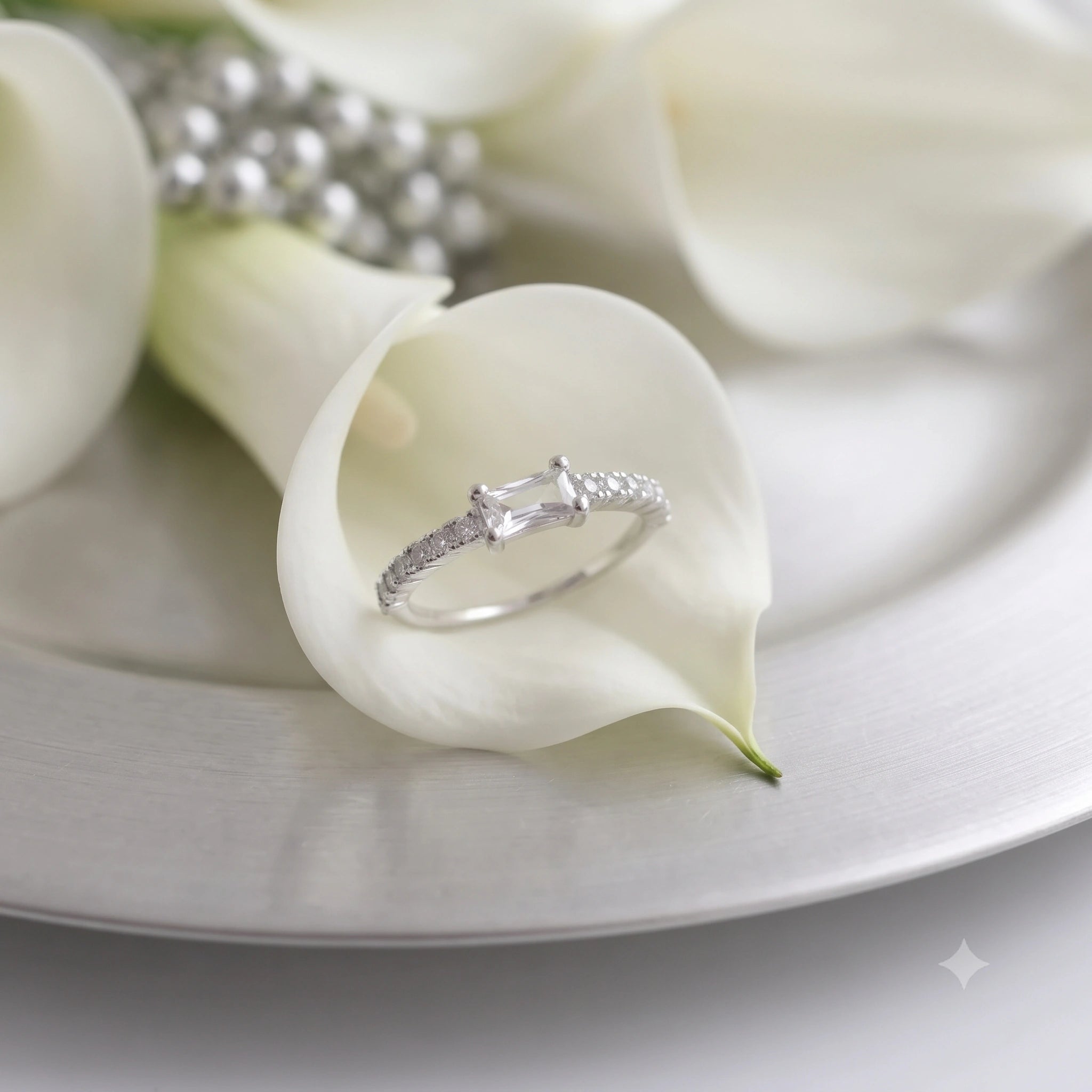 Emerald Cut Solitaire CZ 925 Sterling Silver Ring for Women