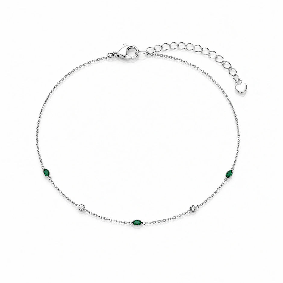 Emerald Evil Eye 925 Sterling Silver Bracelet for Women
