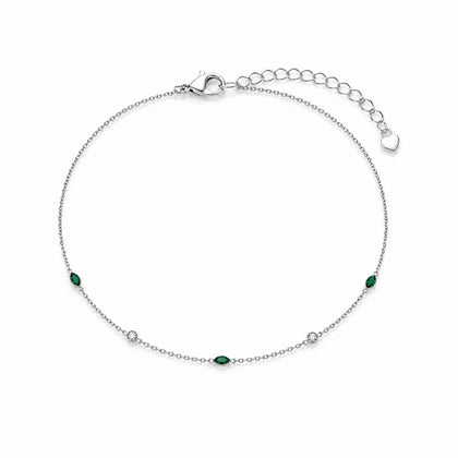 925 Sterling Silver Emerald Marquise Station Bracelet for Women