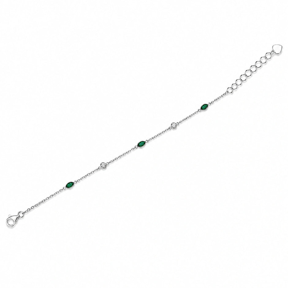 Emerald Evil Eye 925 Sterling Silver Bracelet for Women