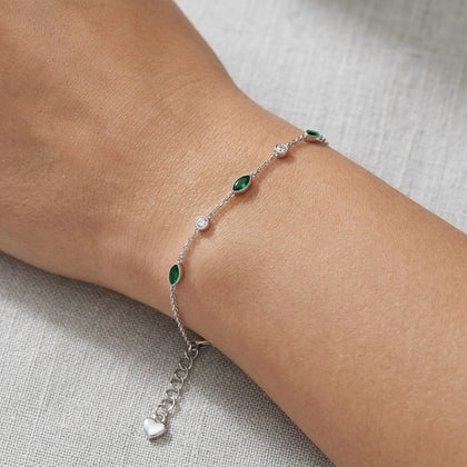 Emerald Evil Eye 925 Sterling Silver Bracelet for Women