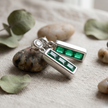 925 Sterling Silver Emerald Green Baguette Drop Earrings for Women
