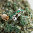 925 Sterling Silver Heart Eternity Ring with Green CZ Stones