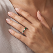 925 Sterling Silver Open Ring with Green Emerald CZ Stones and White Cubic Zirconia