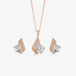 Emerald Cut Diamond 925 Sterling Silver Rose Gold Pendant Set for Women
