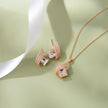 Emerald Cut Diamond 925 Sterling Silver Rose Gold Pendant Set for Women