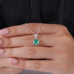 emerald glow green stone 925 silver pendant chain