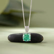 emerald glow green stone 925 silver pendant chain