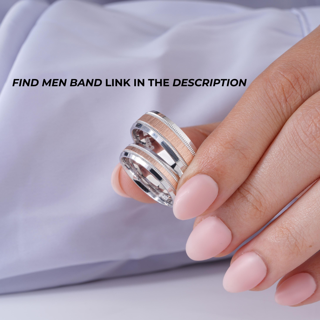 Refined Dual-Tone Diamond Design 925 Sterling Silver Rose Gold Couple Band for Women