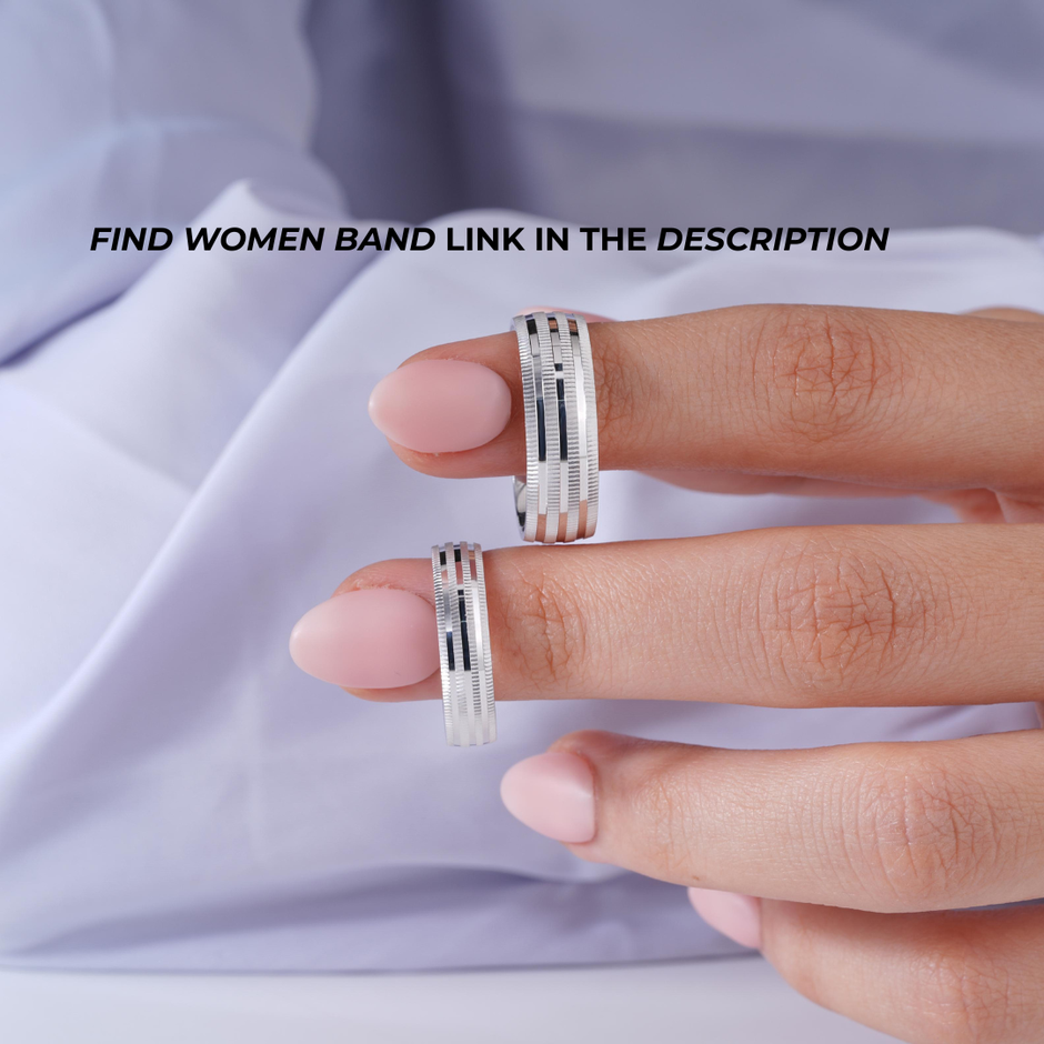 Clean Line Design 925 Sterling Silver Couple Band for Men