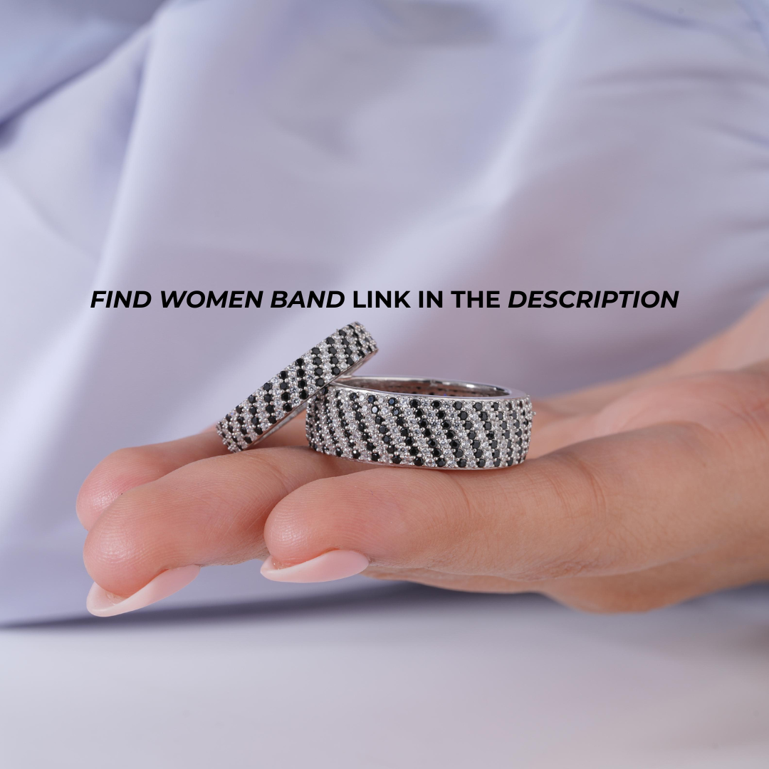 Bold Luxe Diamond CZ 925 Sterling Silver Couple Band for Men