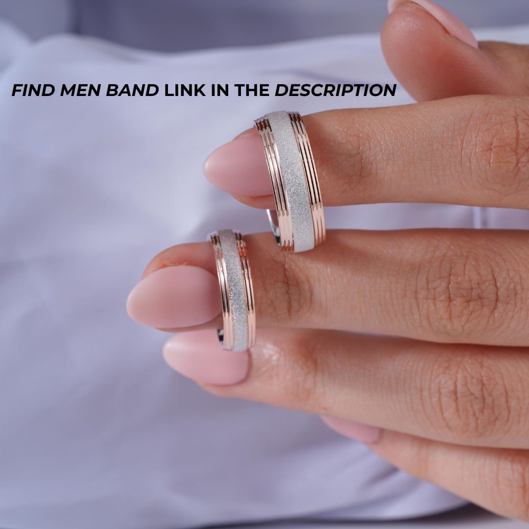 Modern Dual Tone Couple Band Ring on Hand
