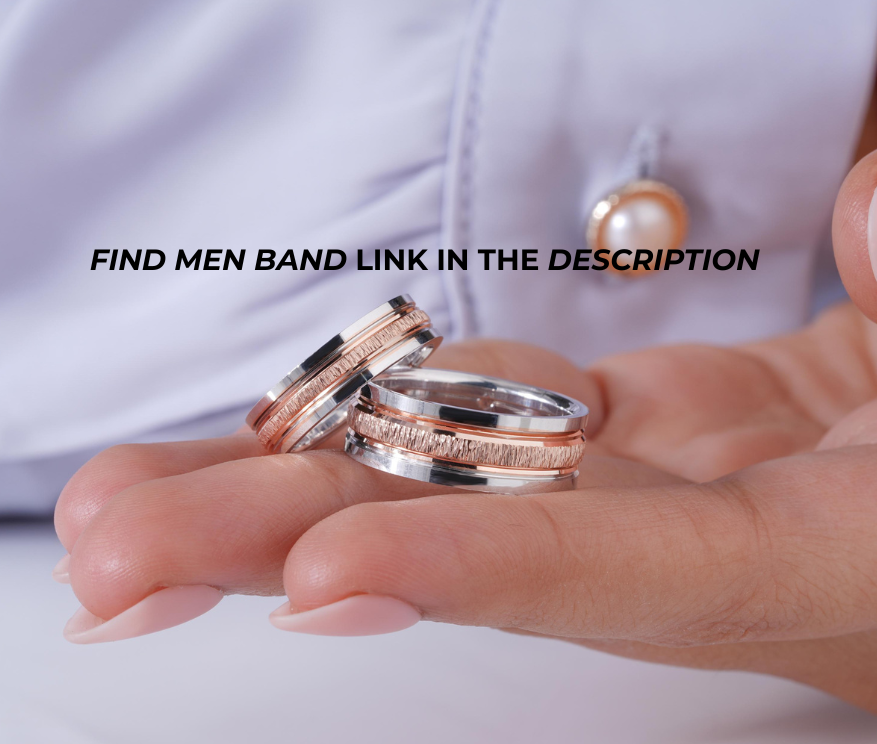 Elegant Dual-Tone Diamond Texture 925 Sterling Silver Rose Gold Couple Band for Women