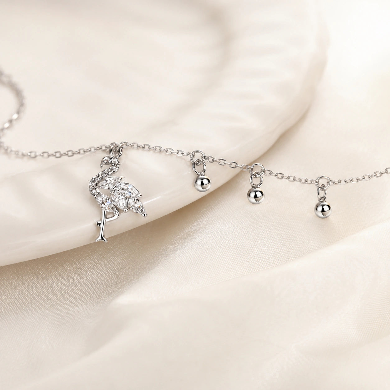Flamingo Charm 925 Sterling Silver Bracelet for Women