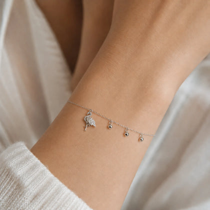 Flamingo Charm 925 Sterling Silver Bracelet for Women