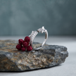 925 Sterling Silver Butterfly Baguette CZ Adjustable Ring.