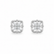 Floral Clover CZ Diamond Design 925 Sterling Silver Stud Earrings for Women