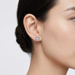 Floral Clover CZ Diamond Design 925 Sterling Silver Stud Earrings for Women