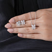 925 sterling silver white flower earrings and matching pendant necklace set for women with sparkling stone design