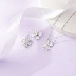 925 sterling silver white flower earrings and matching pendant necklace set for women with sparkling stone design