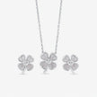 925 sterling silver white flower earrings and matching pendant necklace set for women with sparkling stone design