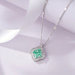 Floral Green Stone 925 Silver Pendant Necklace