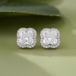 Floral Design White Diamond CZ Stud Earrings