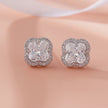 Floral Design White Diamond CZ Stud Earrings