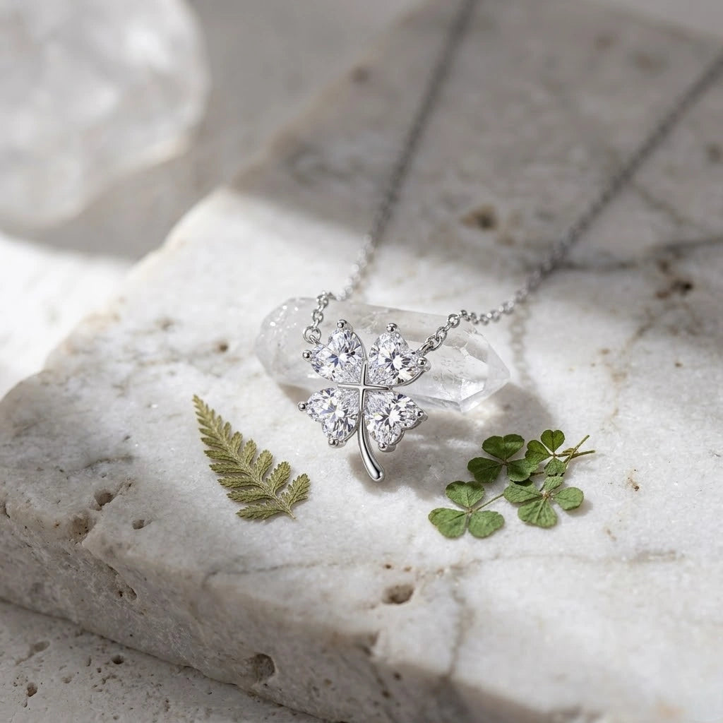 Floral Diamond 925 Sterling Silver Pendant Chain for Women