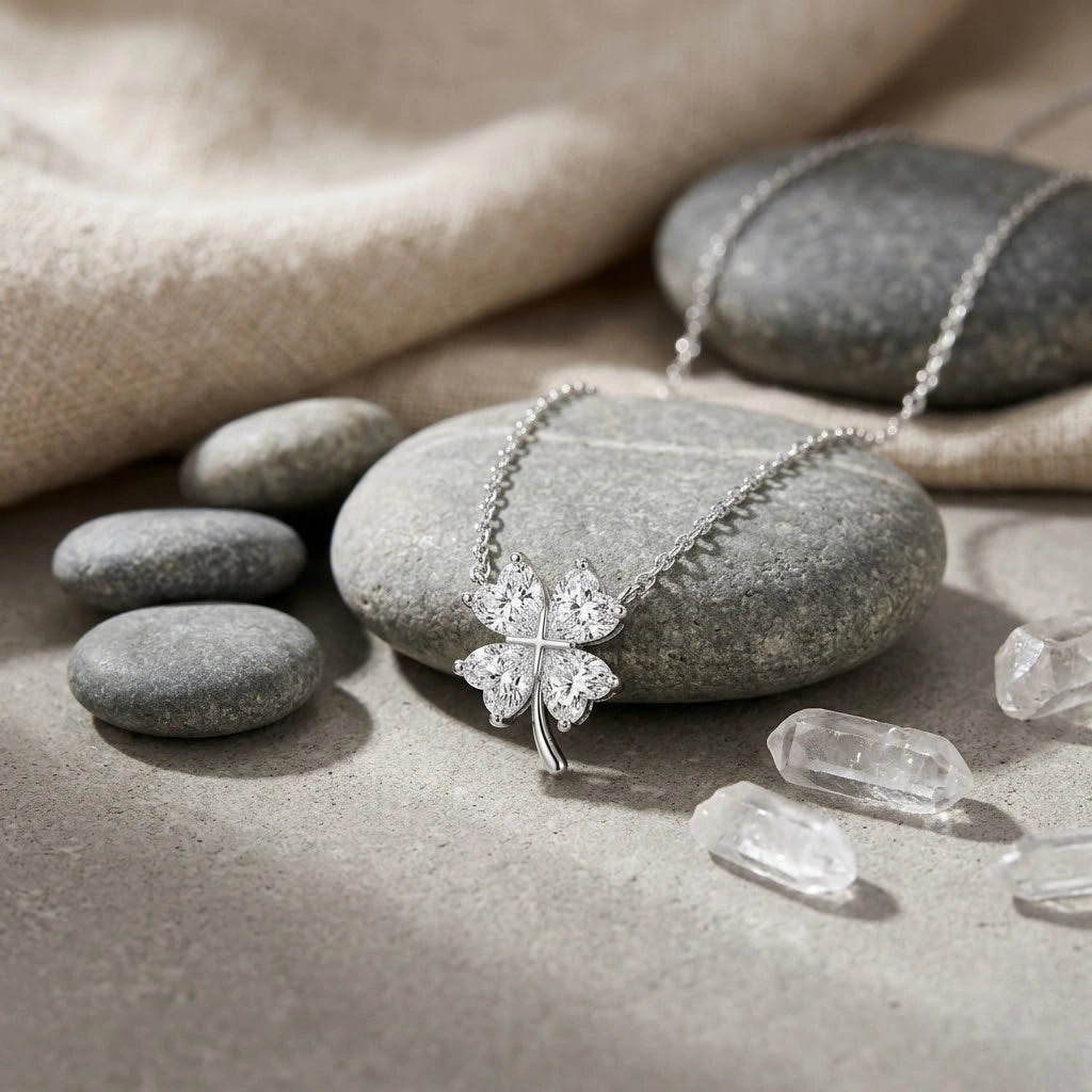 Floral Diamond 925 Sterling Silver Pendant Chain for Women