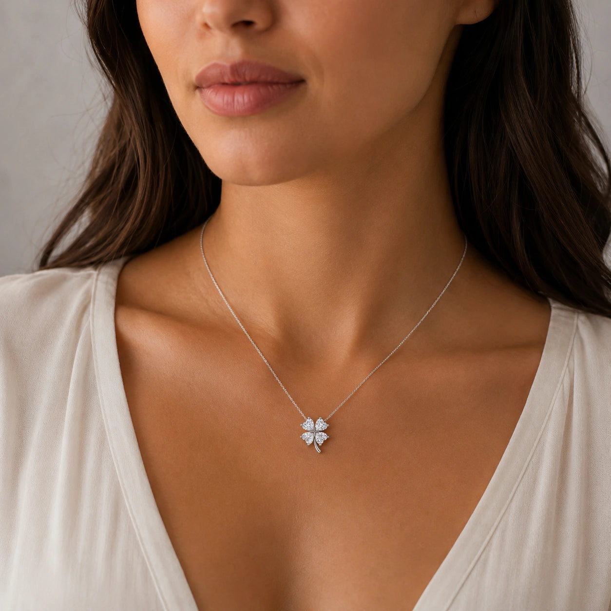 Floral Diamond 925 Sterling Silver Pendant Chain for Women