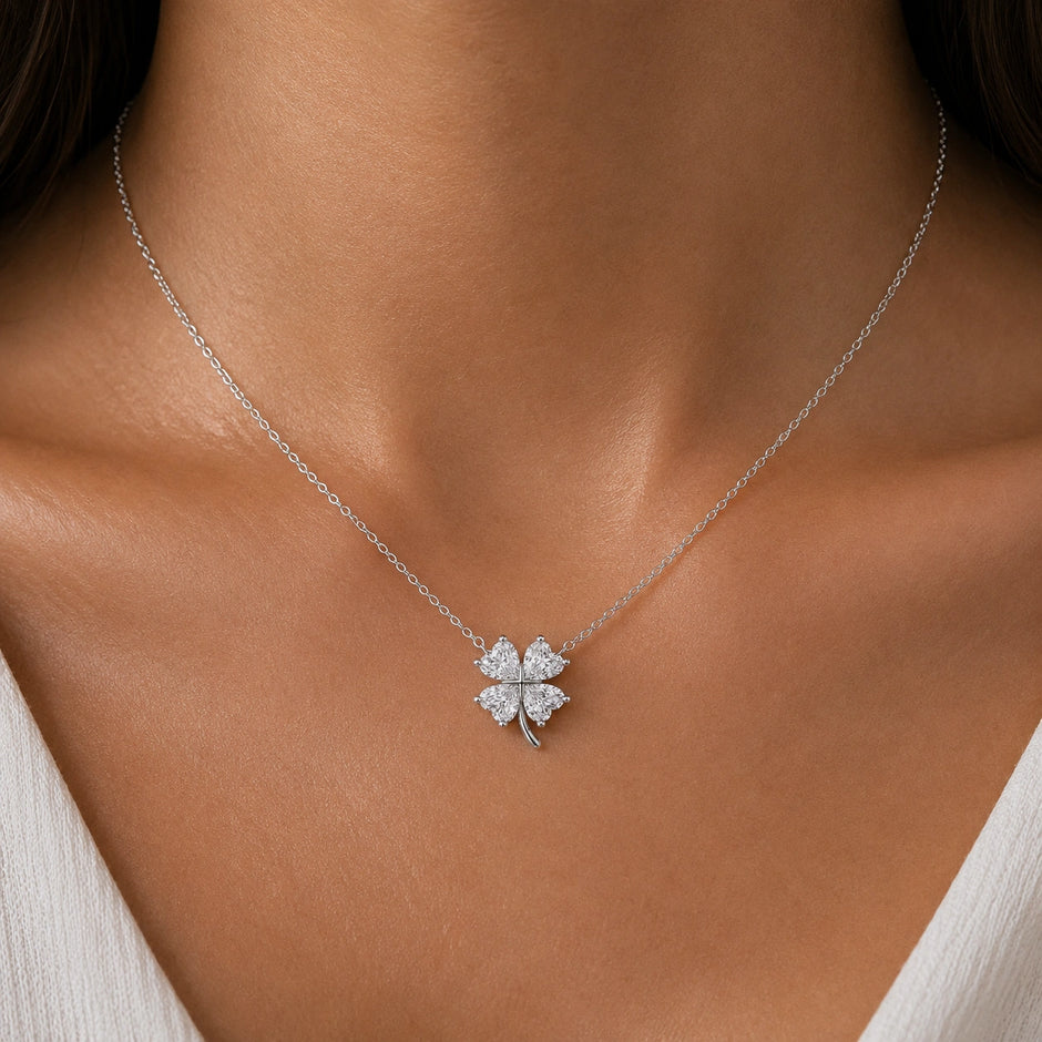 Floral Diamond 925 Sterling Silver Pendant Chain for Women