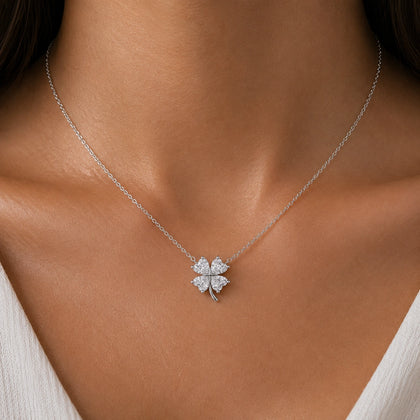 Floral Diamond 925 Sterling Silver Pendant Chain for Women
