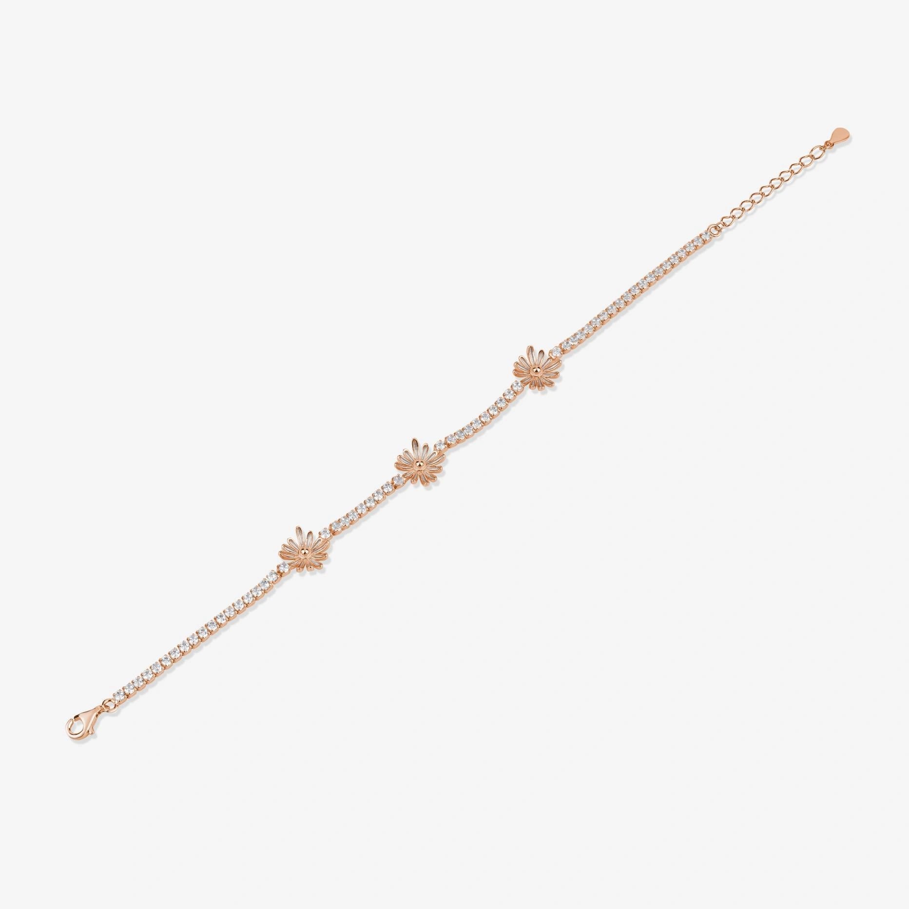 Flower Charm Diamond Adjustable Bracelet for Women