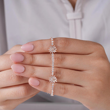 Flower Charm Diamond Adjustable Bracelet for Women