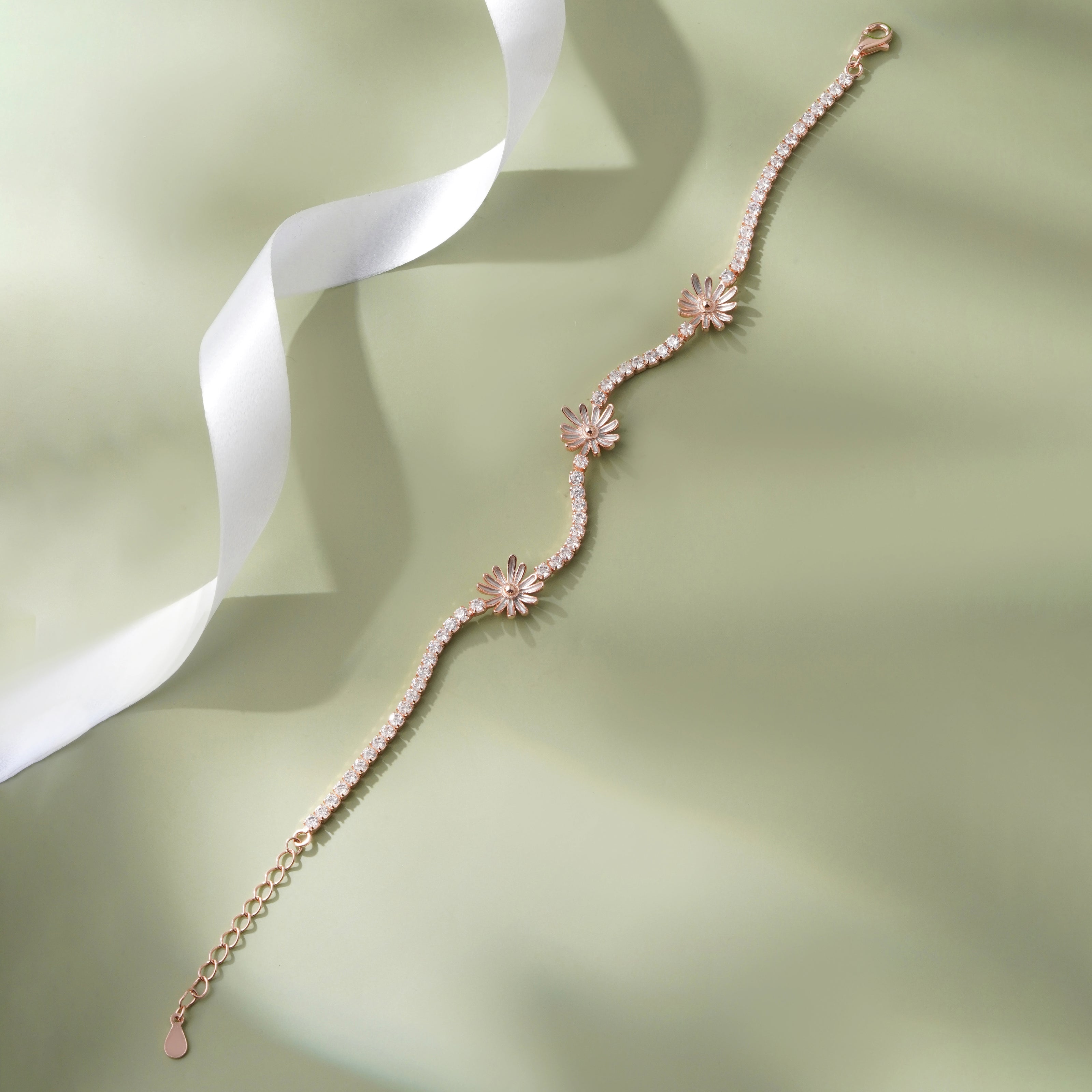 Flower Charm Diamond Adjustable Bracelet for Women