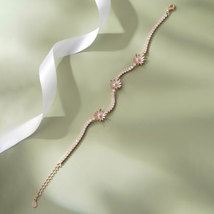 Flower Charm Diamond Adjustable Bracelet for Women