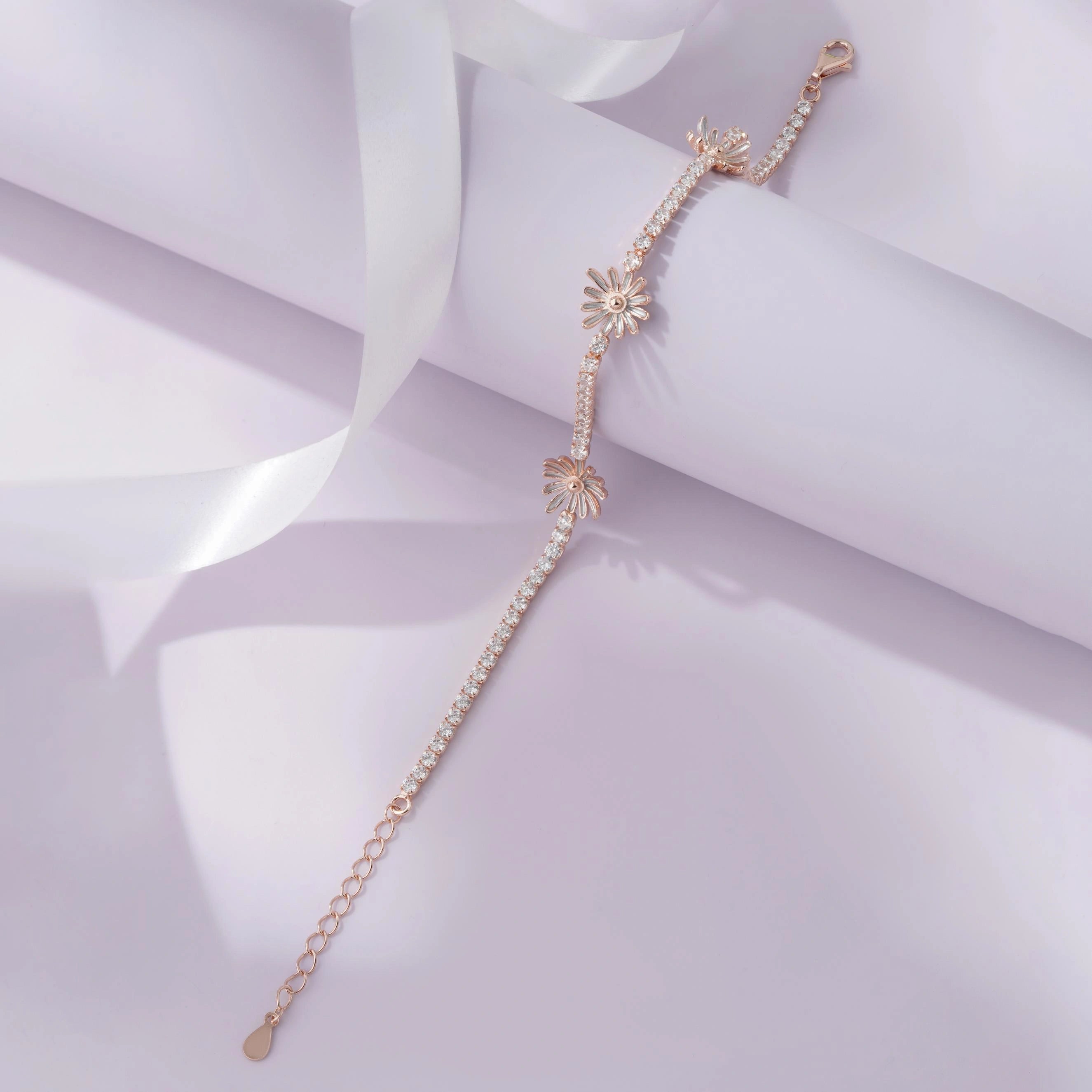 Flower Charm Diamond Adjustable Bracelet for Women