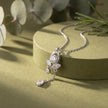 floral drop diamond 925 silver pendant chain