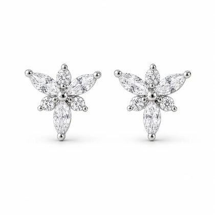 925 Sterling Silver Butterfly Cubic Zirconia Stud Earrings with Marquise CZ Design for Women