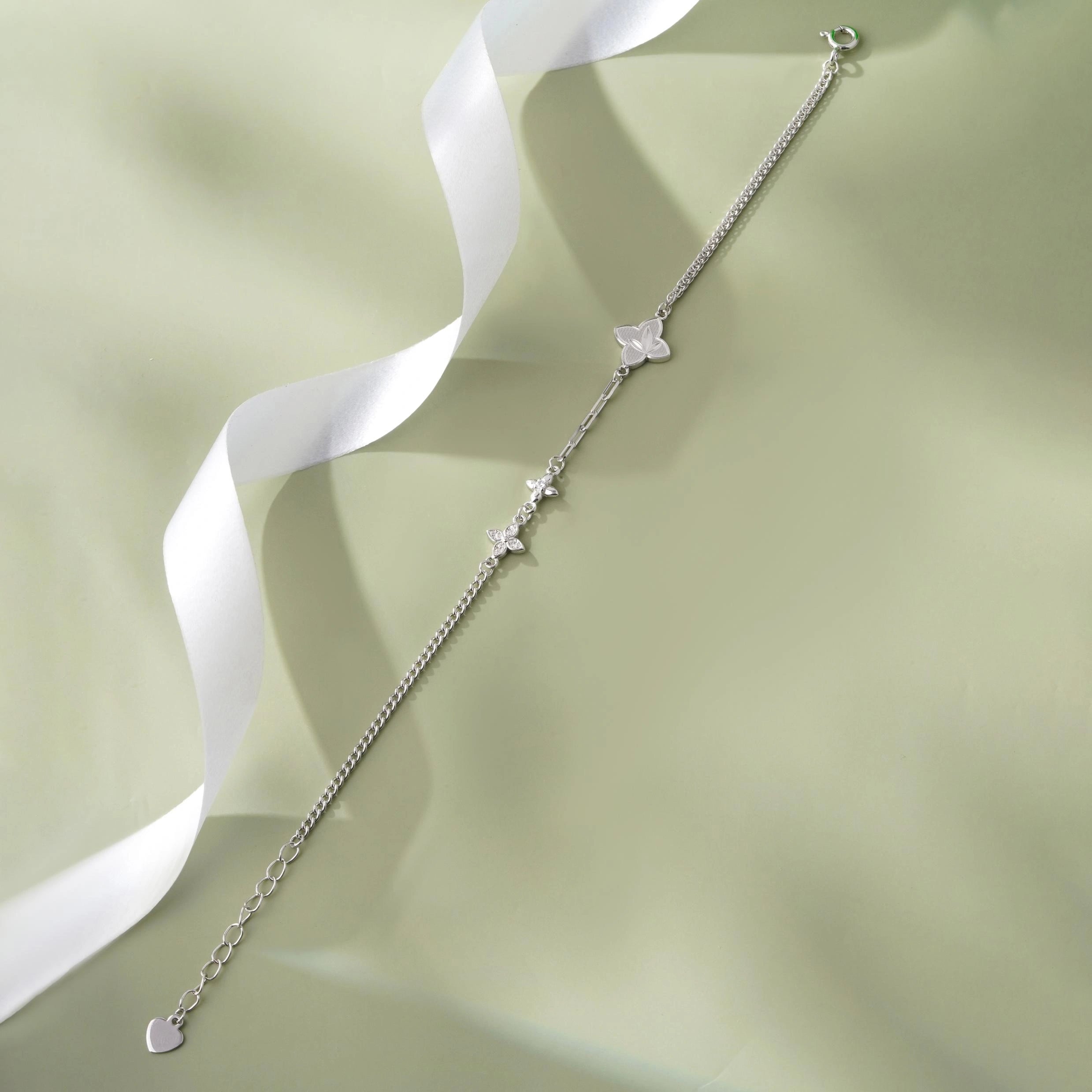 Butterfly Charm Adjustable Silver Bracelet for Women