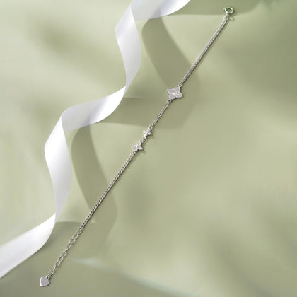 Butterfly Charm Adjustable Silver Bracelet for Women