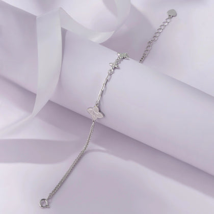 Butterfly Charm Adjustable Silver Bracelet for Women