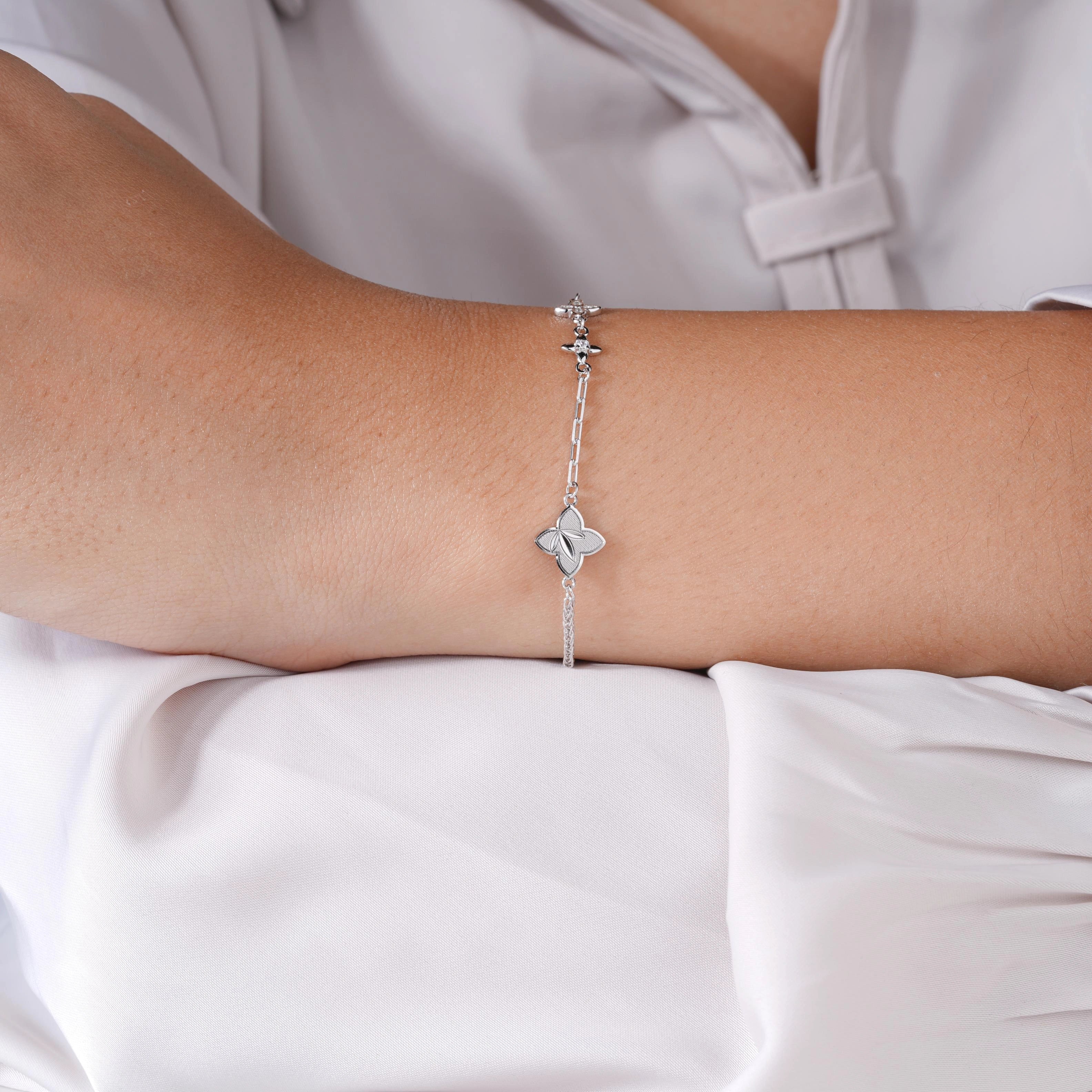 Butterfly Charm Adjustable Silver Bracelet for Women