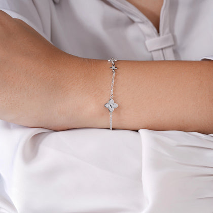 Butterfly Charm Adjustable Silver Bracelet for Women
