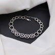 Floral Geometric Diamond Adjustable Silver Bracelet for Women