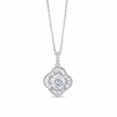 Floral Cushion Cut White Diamond CZ 925 Sterling Silver Pendant Necklace for Women