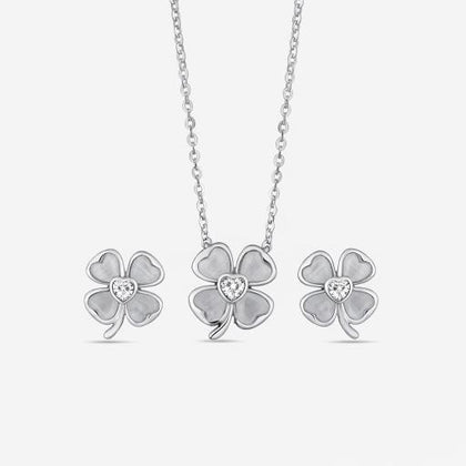 floral CZ diamond 925 silver pendant set
