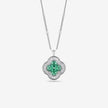 Floral Green Stone 925 Silver Pendant Necklace