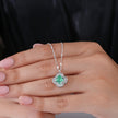 Floral Green Stone 925 Silver Pendant Necklace